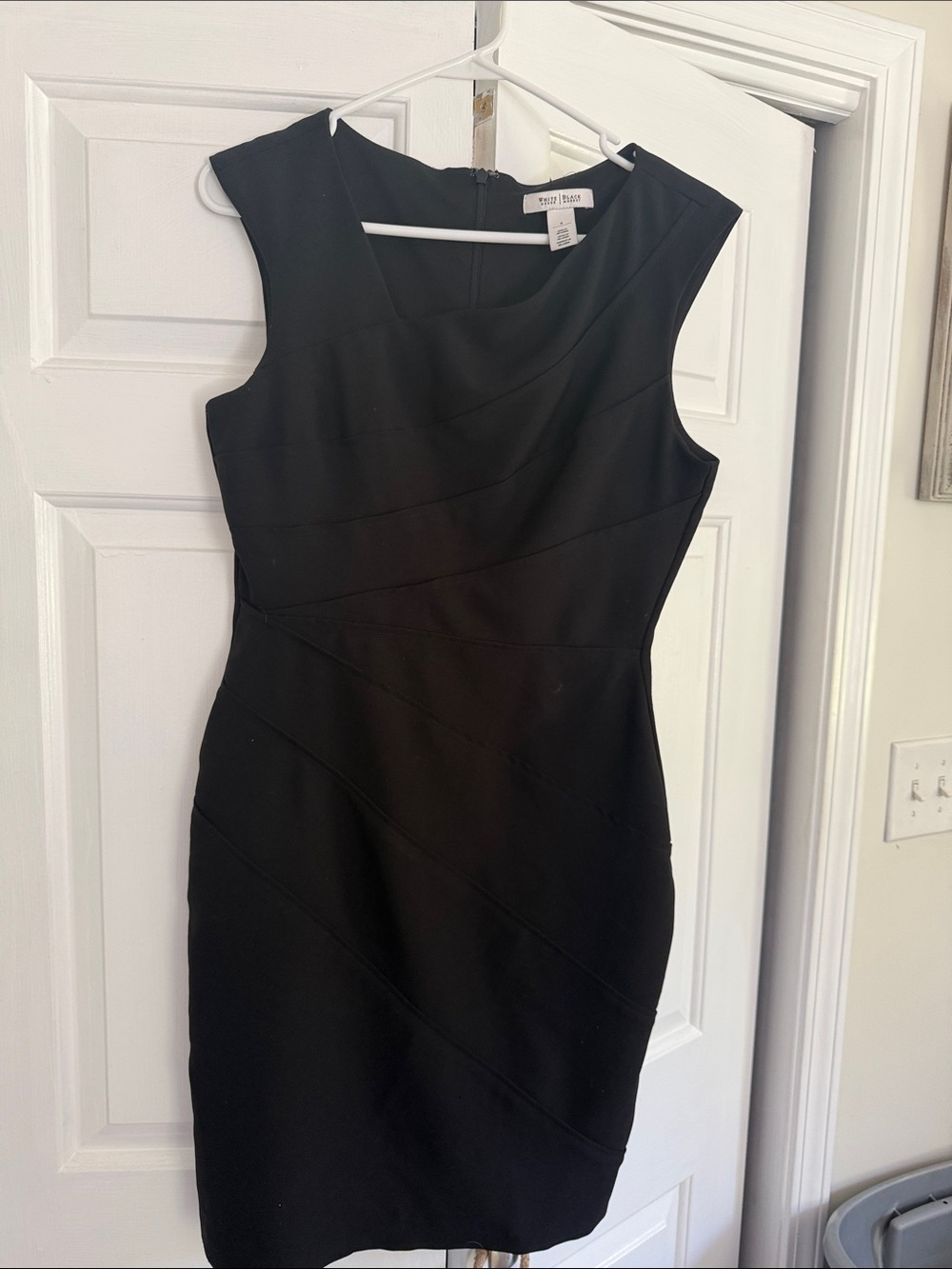 White House Black Market Black Sleeveless Midi Sheath Dress